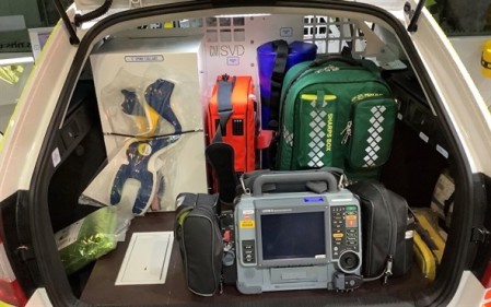 back of the vehicle filled with equipment