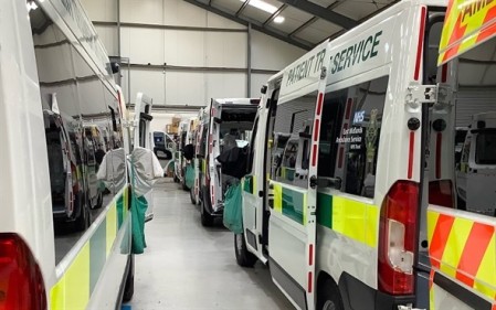 Line up of emergency vehicles 